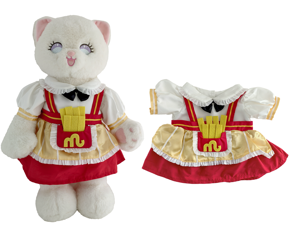 French Fries Puffy Dress for Bartholomew Bear Plush – 14-Inch Outfit