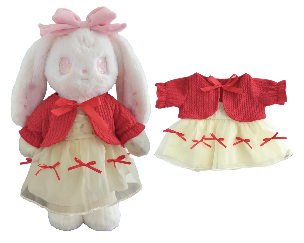 Red Bow Tulle Dress 2-Piece Outfit Set for Bartholomew Bear Plush – 14-Inch Outfit