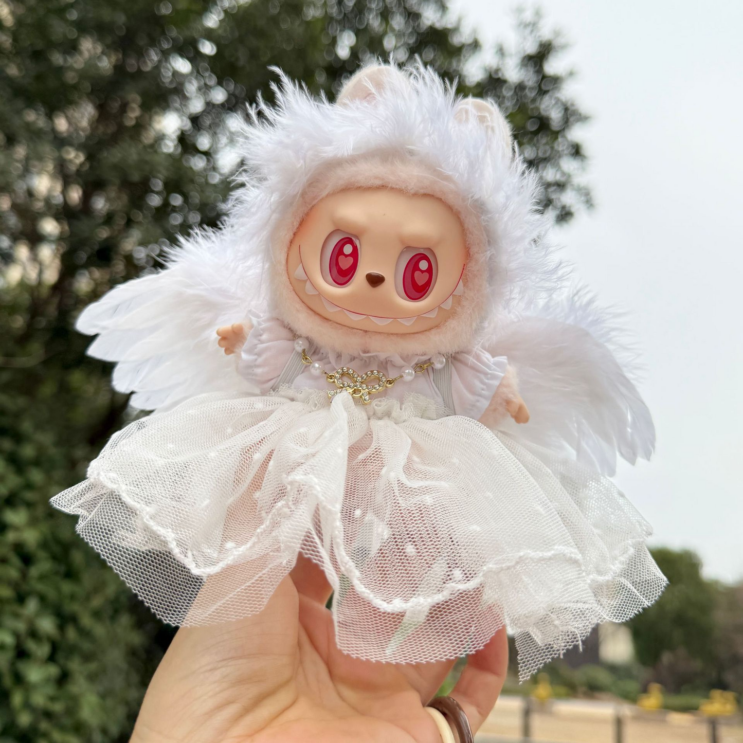 4inch bag charm cute custom clothes outfits - white angel - 031104