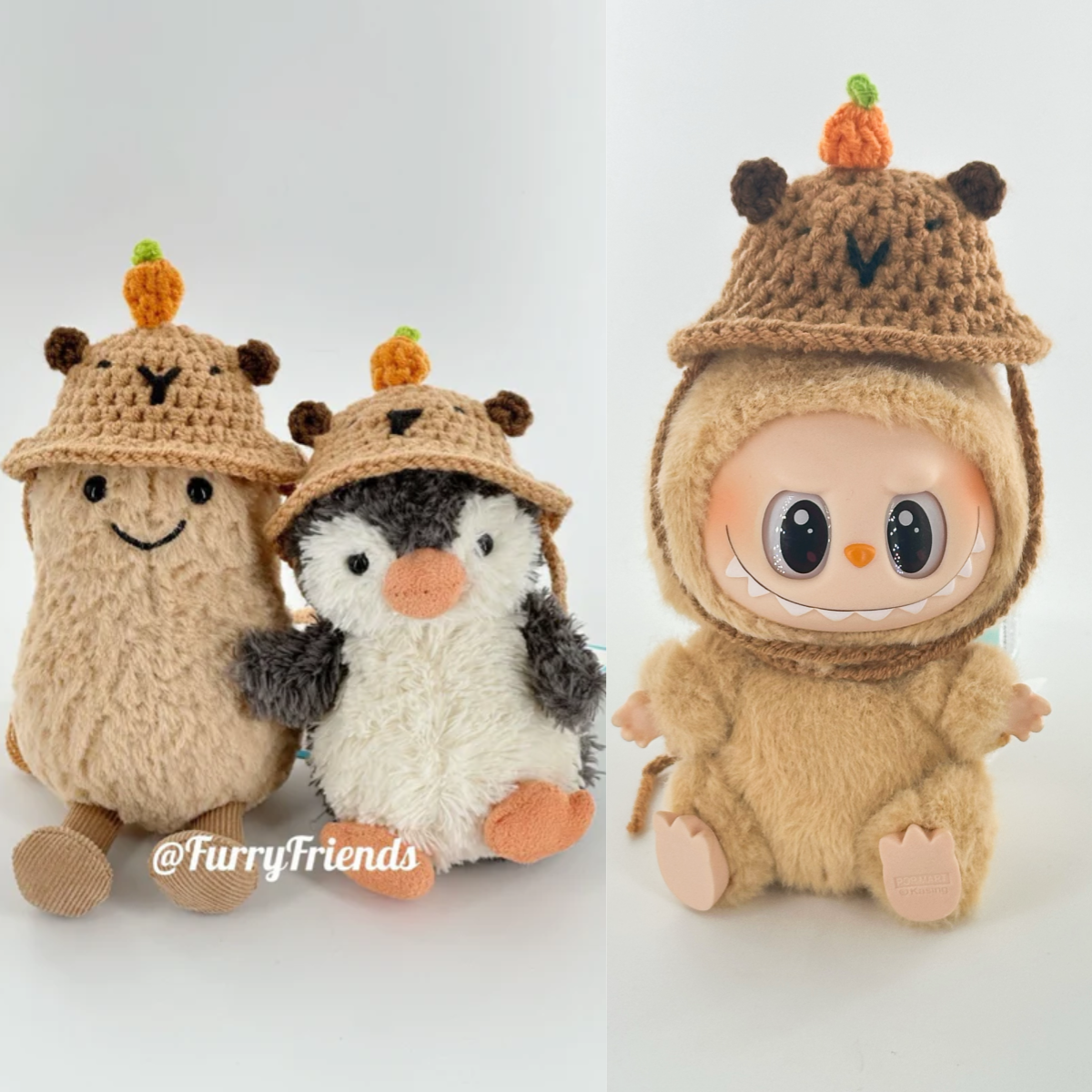 3inch jellycat amusable peanut/small peanut penguin cute hat outfit - capybara - AP04