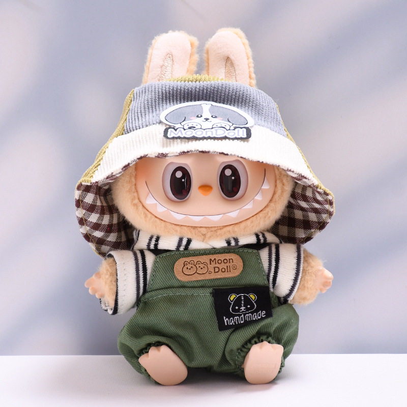 4inch bag charm cute custom clothes outfits - puppy overall with hat- 053110