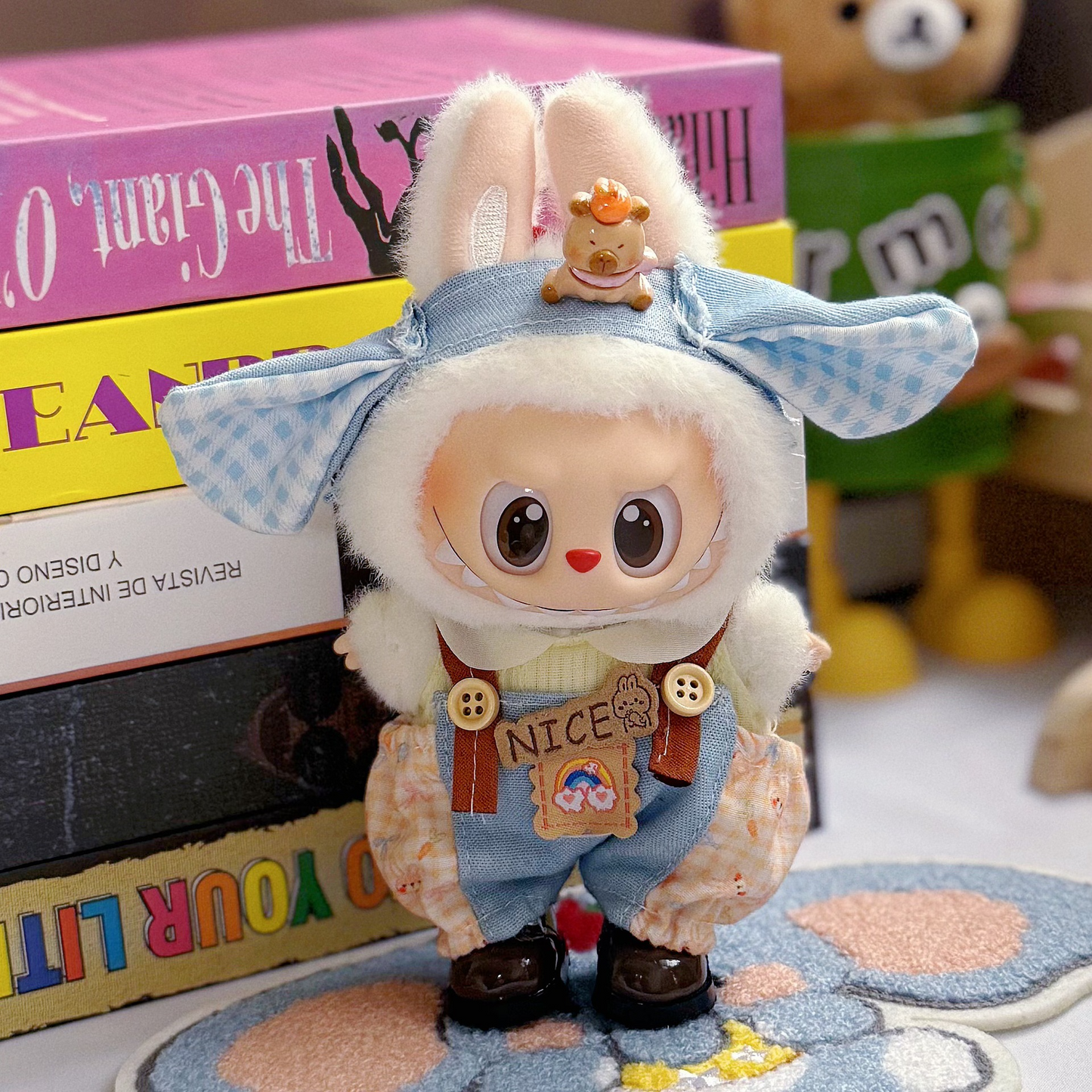 4inch bag charm cute custom clothes outfits - blue bunny - 050706
