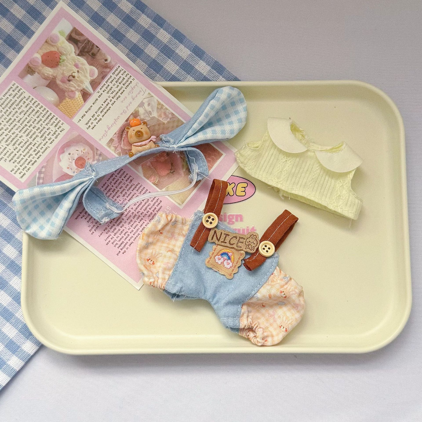 4inch bag charm cute custom clothes outfits - blue bunny - 050706
