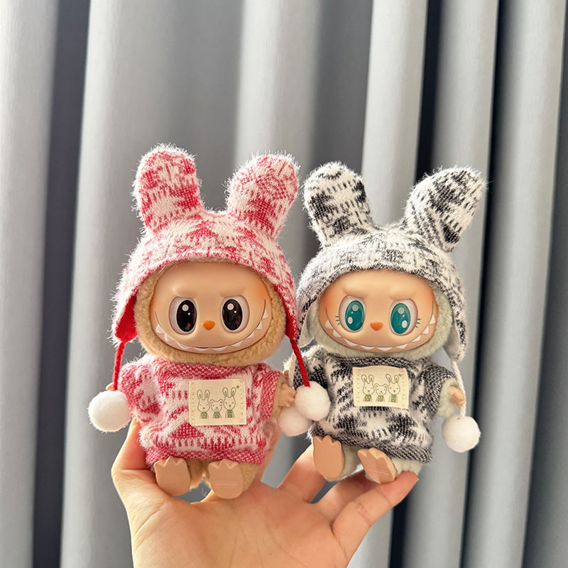 4inch bag charm cute custom clothes outfits - red & blue bunny ear - 050727/050728