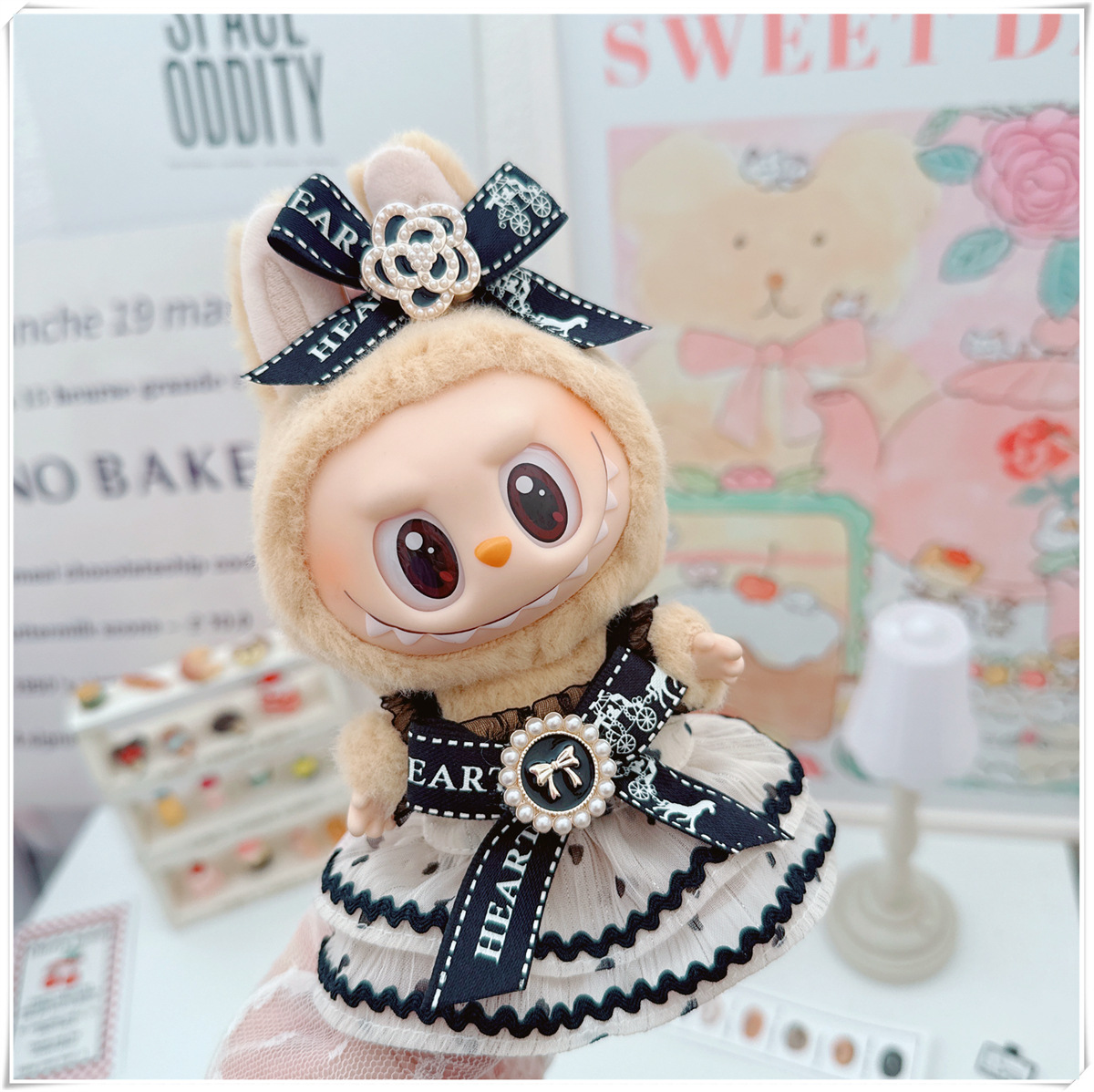 4inch bag charm cute custom clothes outfits - Elegant dot dress - 050703