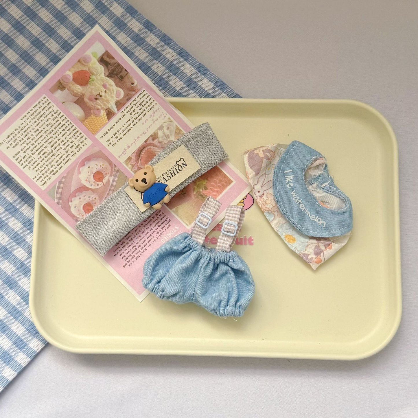 4inch bag charm cute custom clothes outfits - blue overalls - 050707