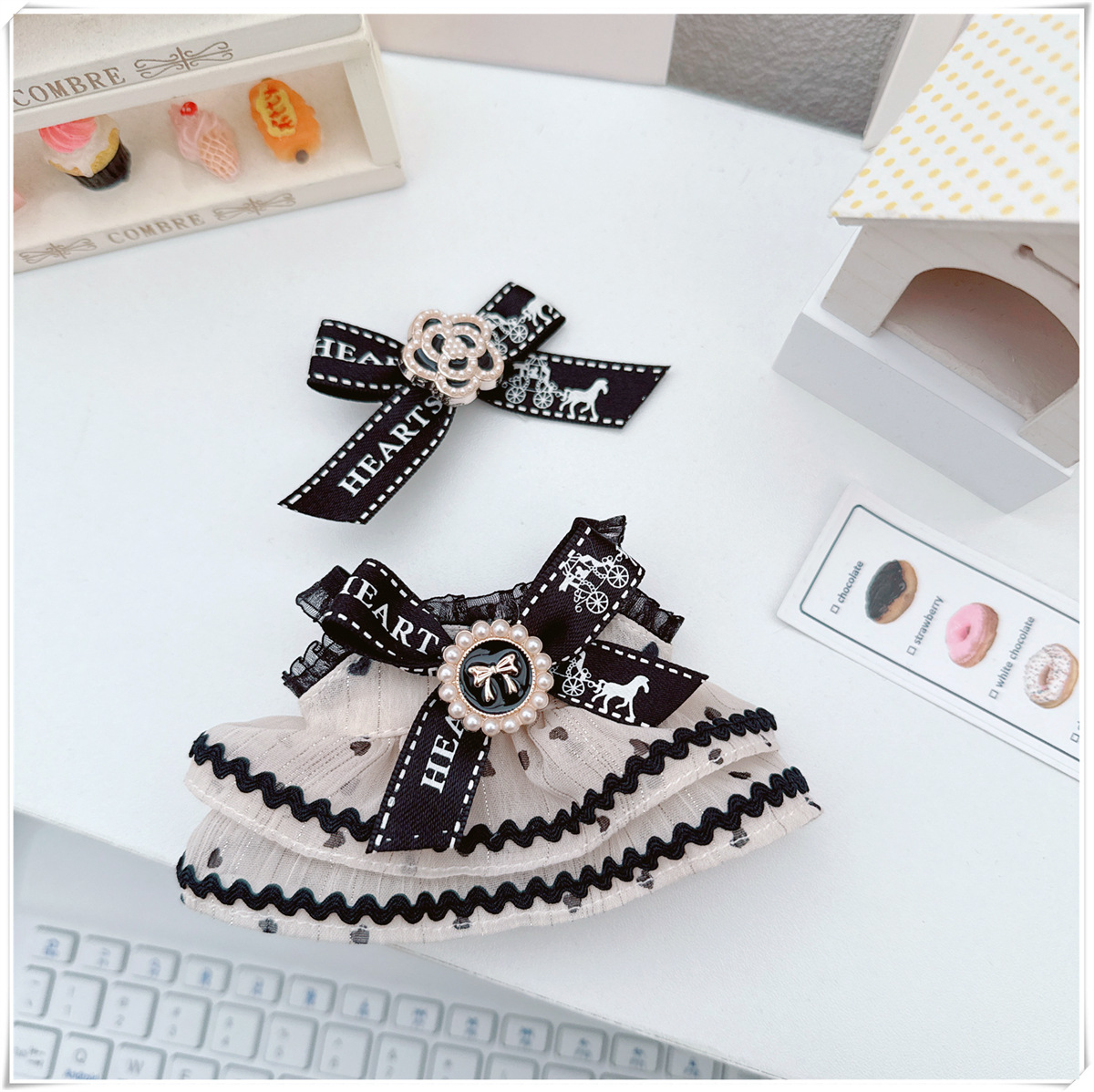 4inch bag charm cute custom clothes outfits - Elegant dot dress - 050703
