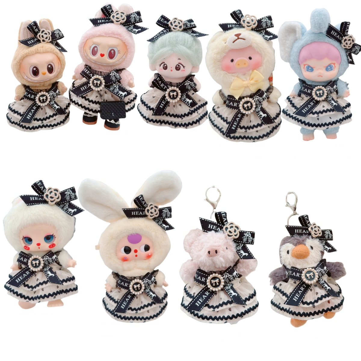 4inch bag charm cute custom clothes outfits - Elegant dot dress - 050703