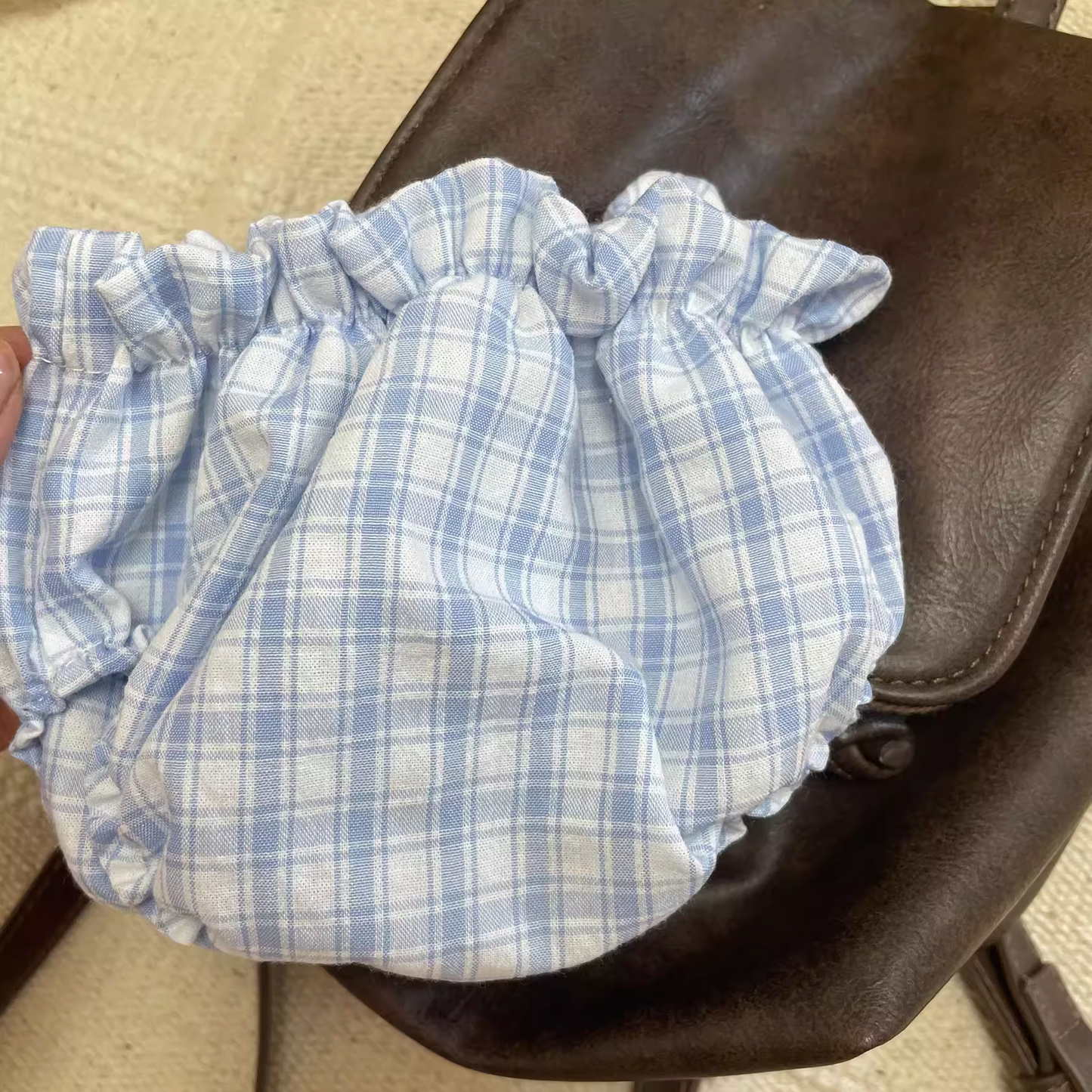 Bartholomew bear cute custom clothes outfits - blue/pink plaid pull-ups (Tiny/Medium)