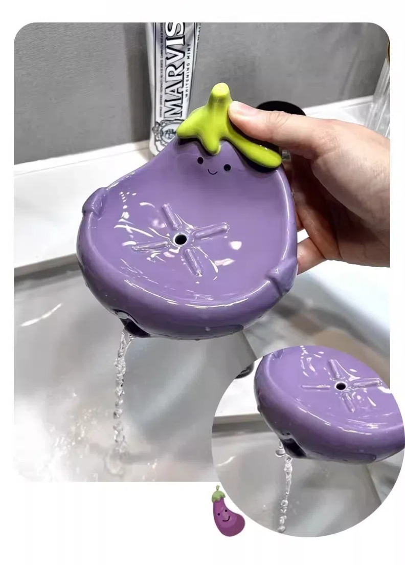 Adorable vivacious eggplant soap dish- Functional Design