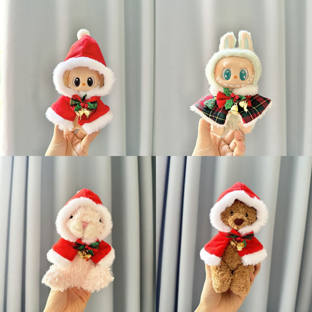 4inch bag charm cute custom clothes outfits - Christmas red cloak - 020247/020248