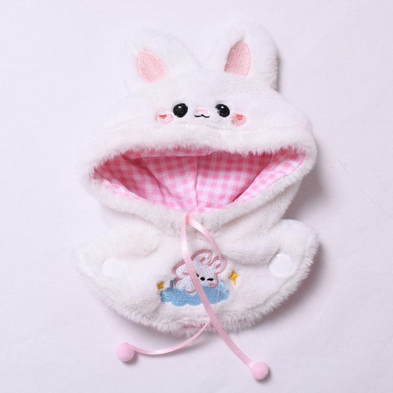 4inch bag charm cute custom clothes outfits - white bunny animal cloak - 061444