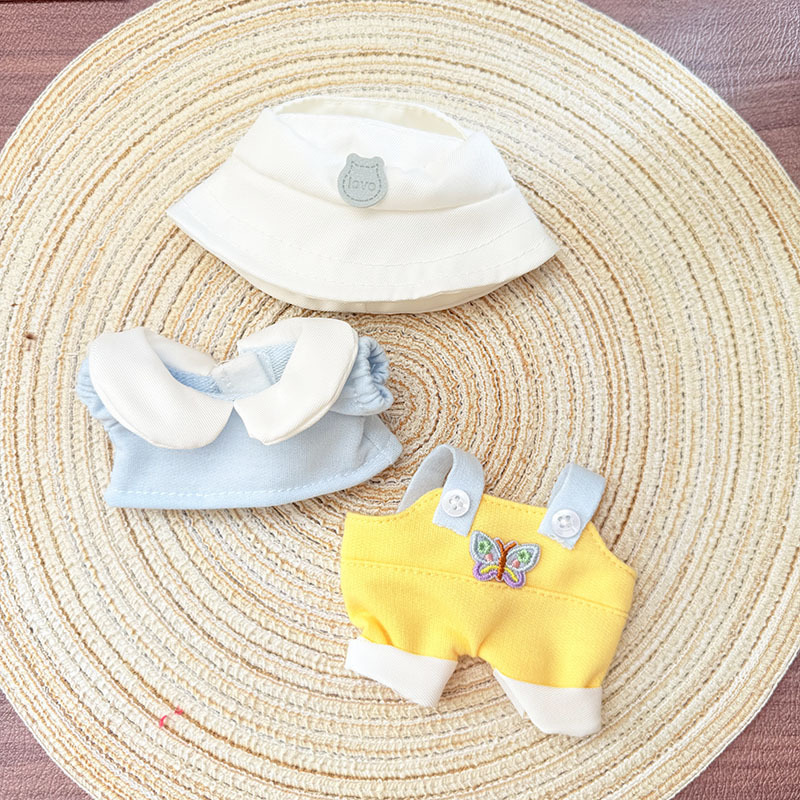 4inch bag charm cute custom clothes outfits - butterfly yellow overall- 052323