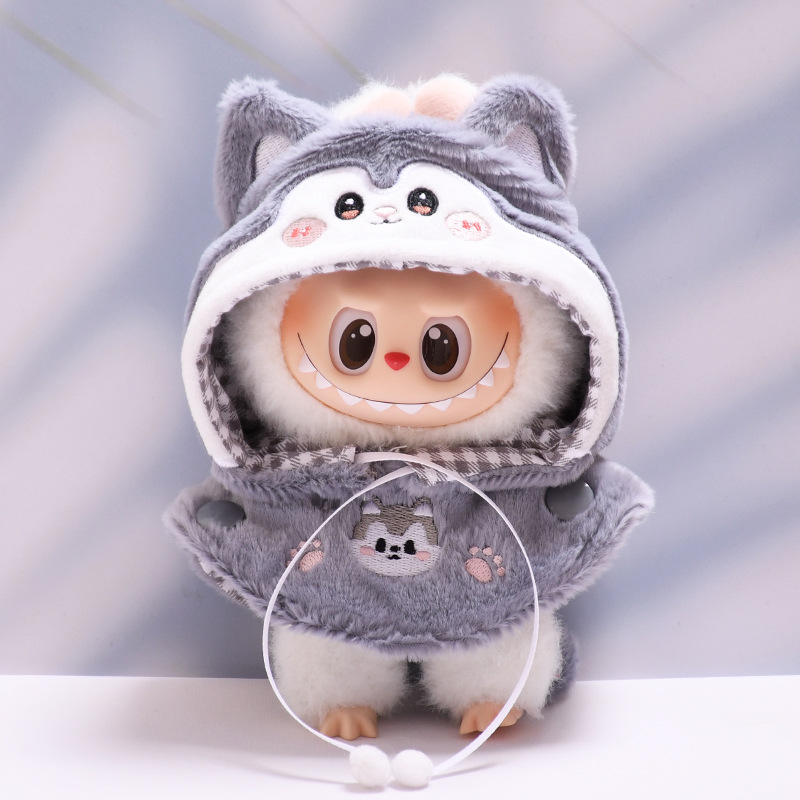 4inch bag charm cute custom clothes outfits - grey wolf animal cloak - 061445