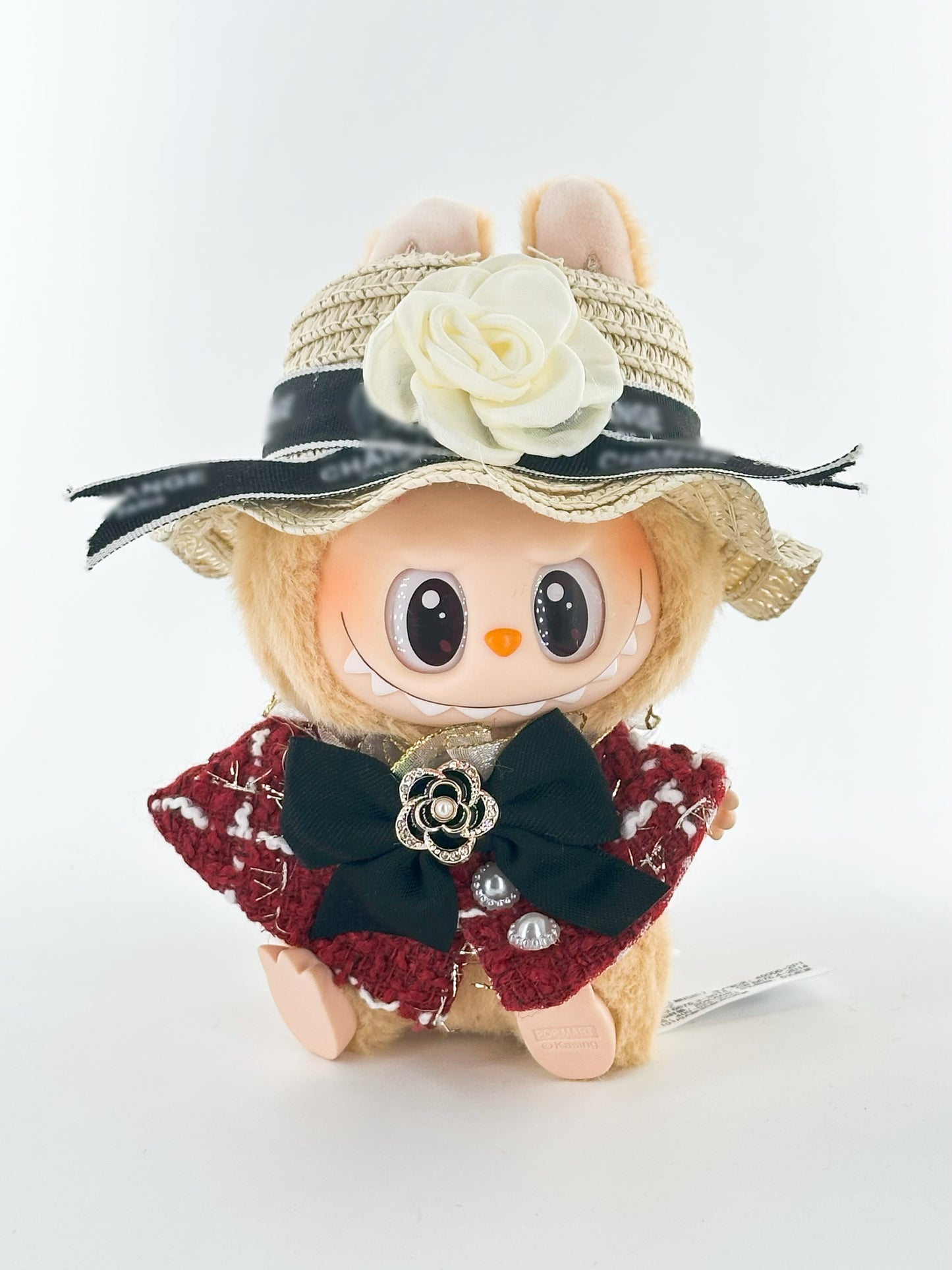 4inch bag charm cute custom clothes outfits - Elegant red cloak & hat - 020237