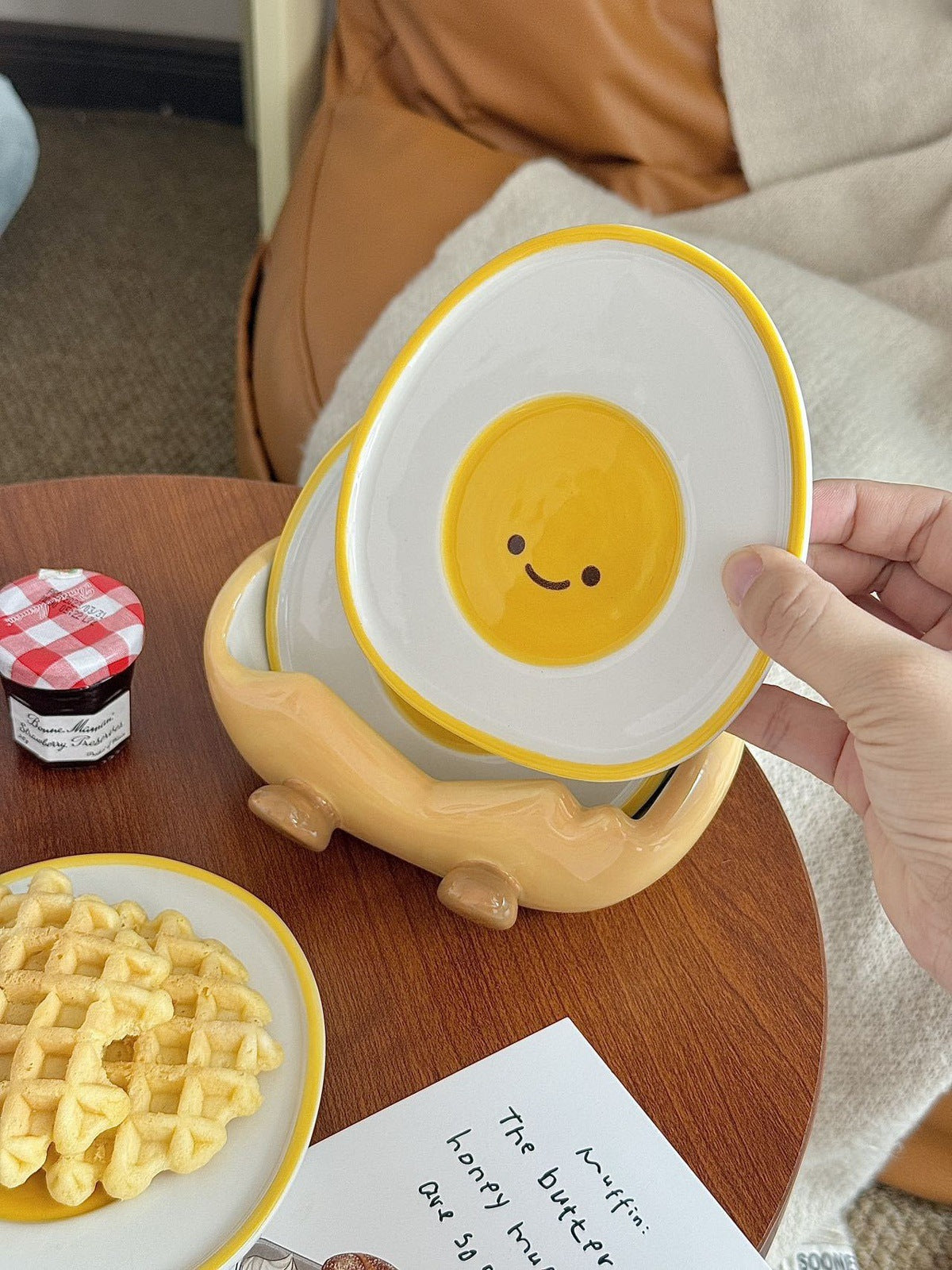 Adorable Ceramic Egg Plate - Breakfast Snack Tray Fun & Functional Design