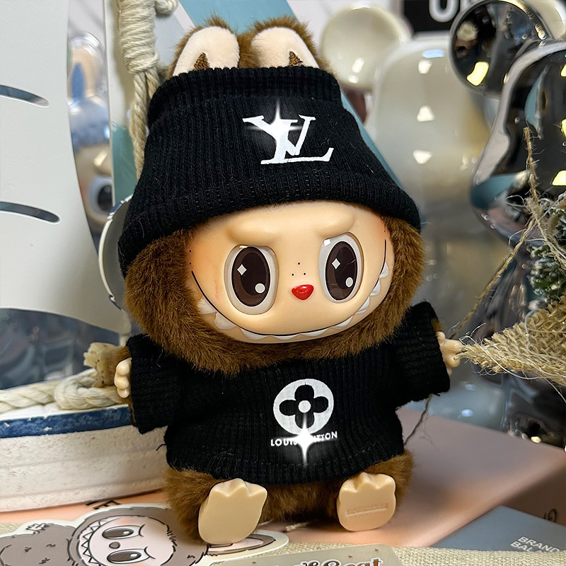 4inch bag charm cute custom clothes outfits - Black logo beanie set - 0523