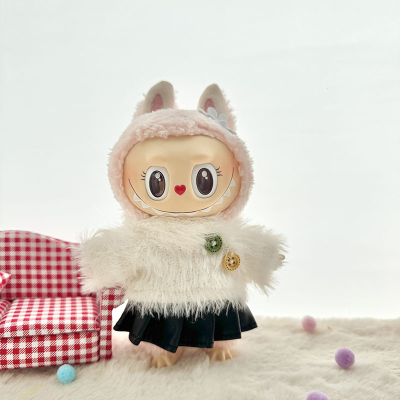 4inch bag charm cute custom clothes outfits - white/blue/pink sweater with skirt - 021823/021824/021825