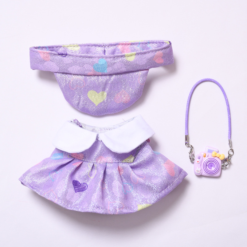 4inch bag charm cute custom clothes outfits - purple/pink dress with camera bag