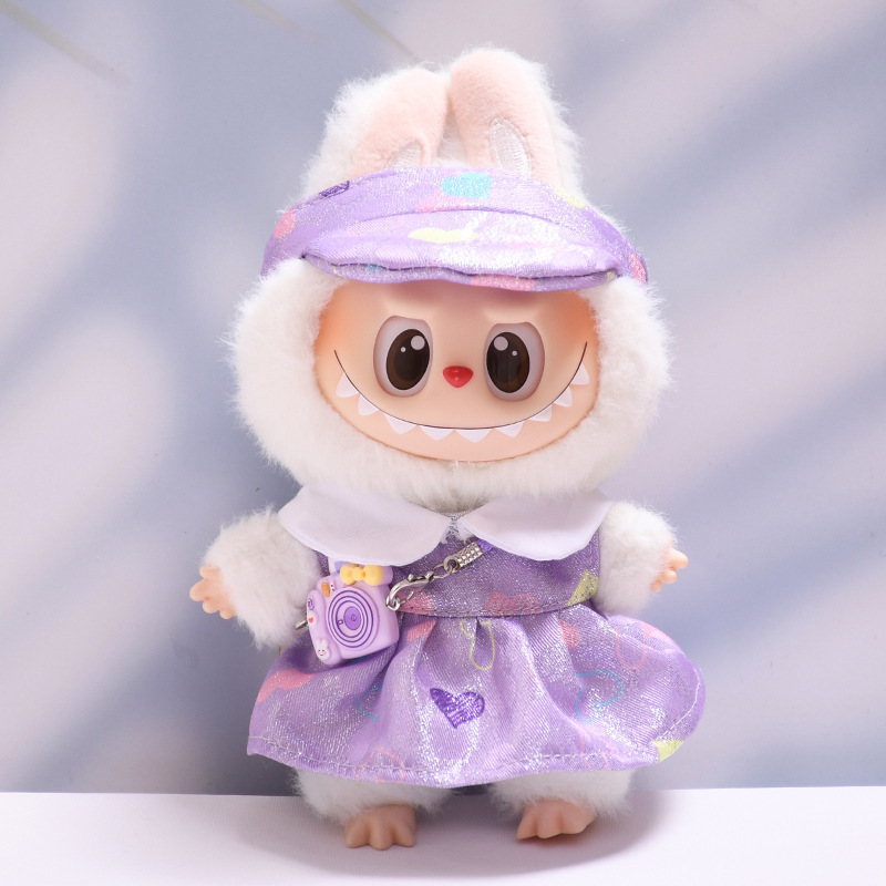 4inch bag charm cute custom clothes outfits - purple/pink dress with camera bag