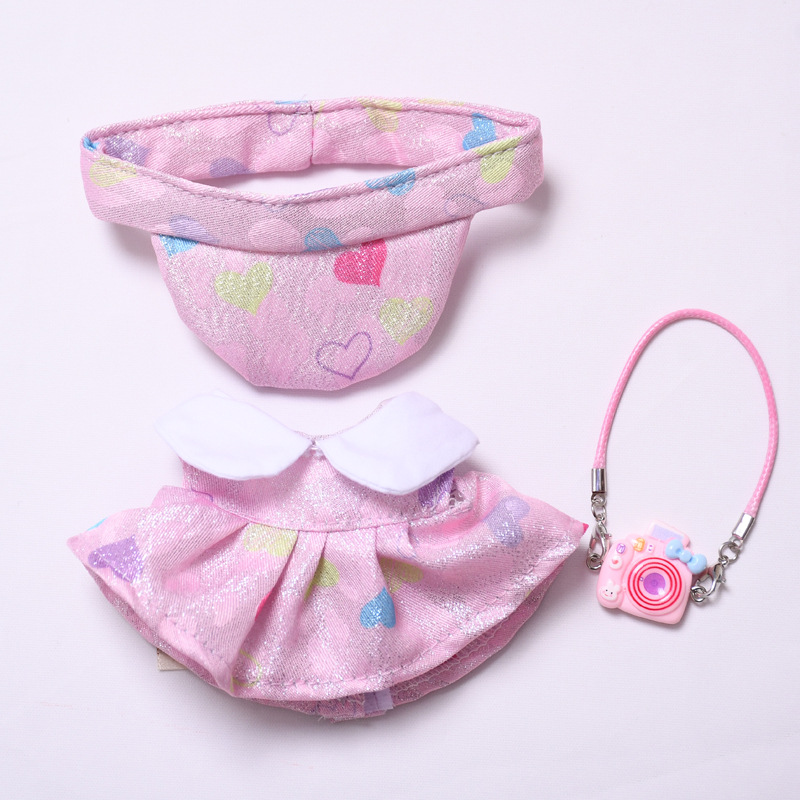 4inch bag charm cute custom clothes outfits - purple/pink dress with camera bag