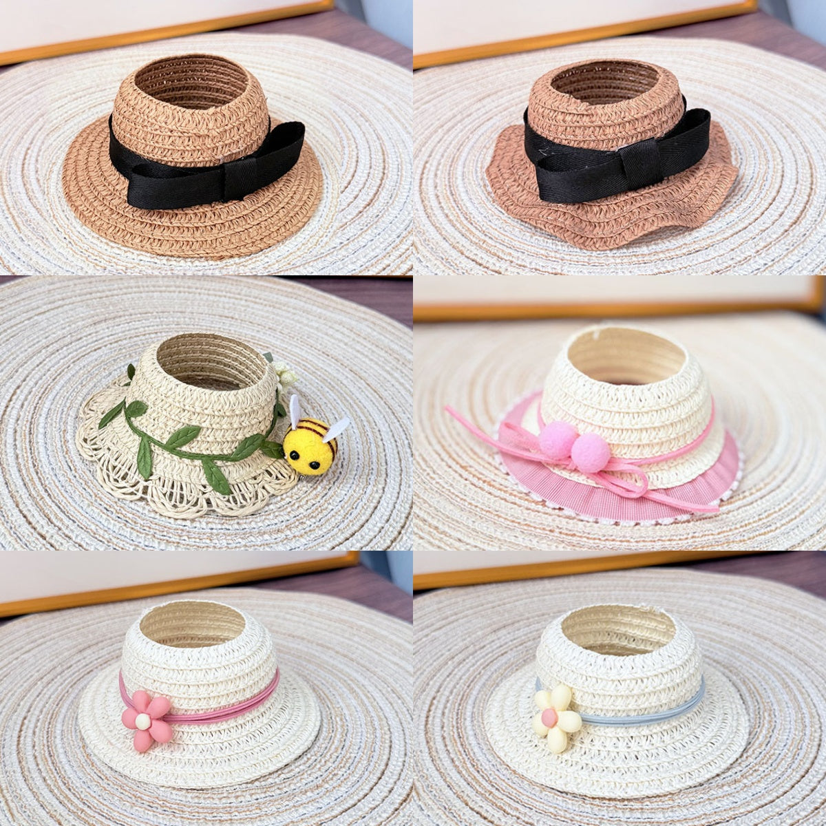 4inch bag charm cute custom fashion accessories - straw hat - 0712H