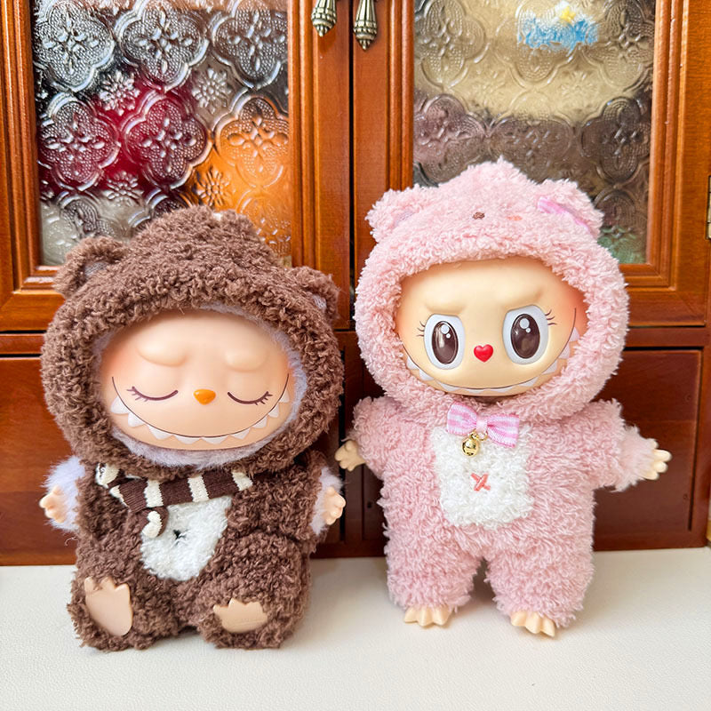4inch bag charm cute custom clothes outfits - brown & pink bear - 021804/021805