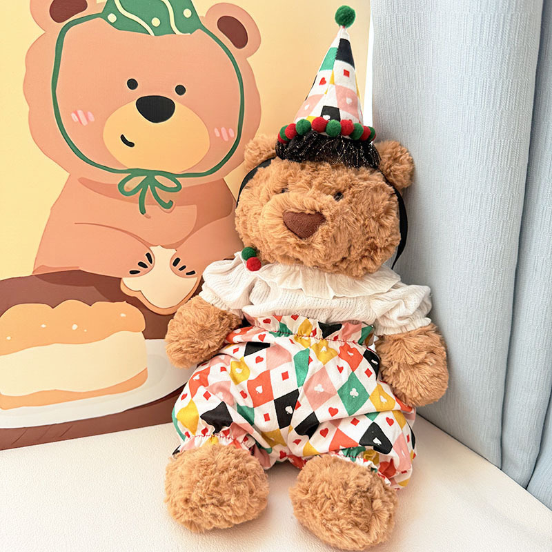 Medium Bartholomew bear cute custom clothes outfits - clown colorful