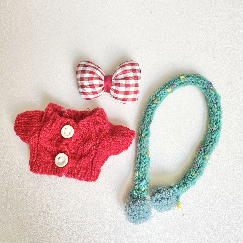 4inch bag charm cute custom clothes outfits - Christmas sweater bow