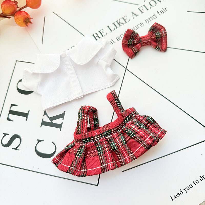 4inch bag charm cute custom clothes outfits - red plaid skirt with camera bag - 061442