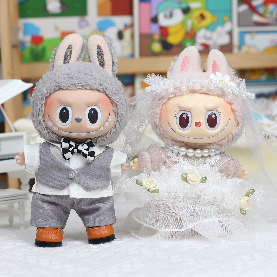 4inch bag charm cute custom clothes outfits - wedding set of 2 - 020230