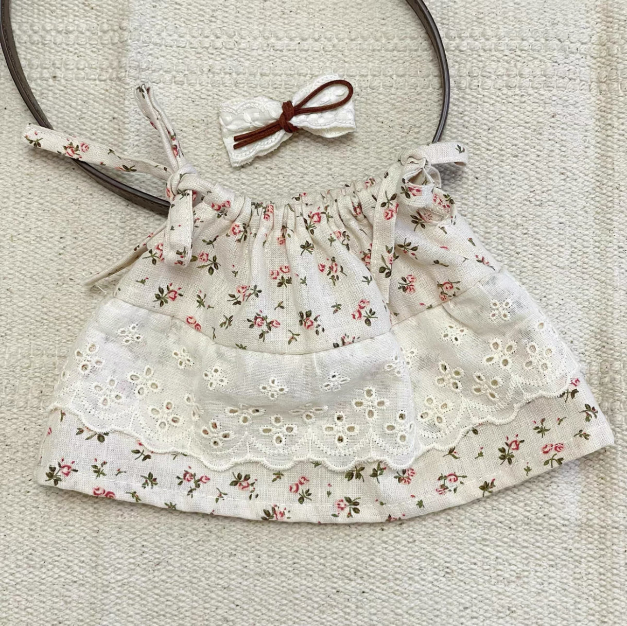 Bartholomew bear clothes outfits - blue/pink floral dress - FX25/FX26(Tiny/Medium/Large/Huge)