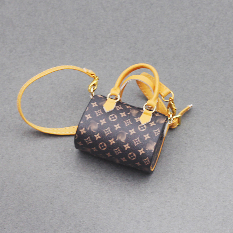 4inch bag charm cute custom bags - dark brown/light brown/rainbow pillow tote handbag