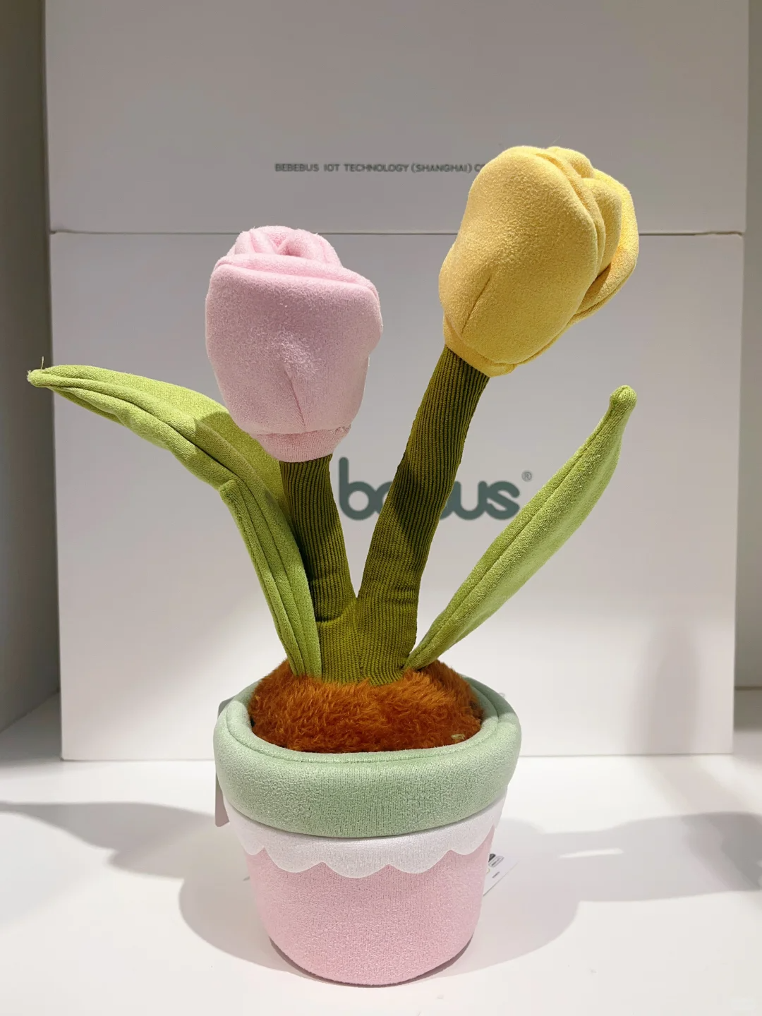 Plushf - Pink and green lace flowerpot planter plush