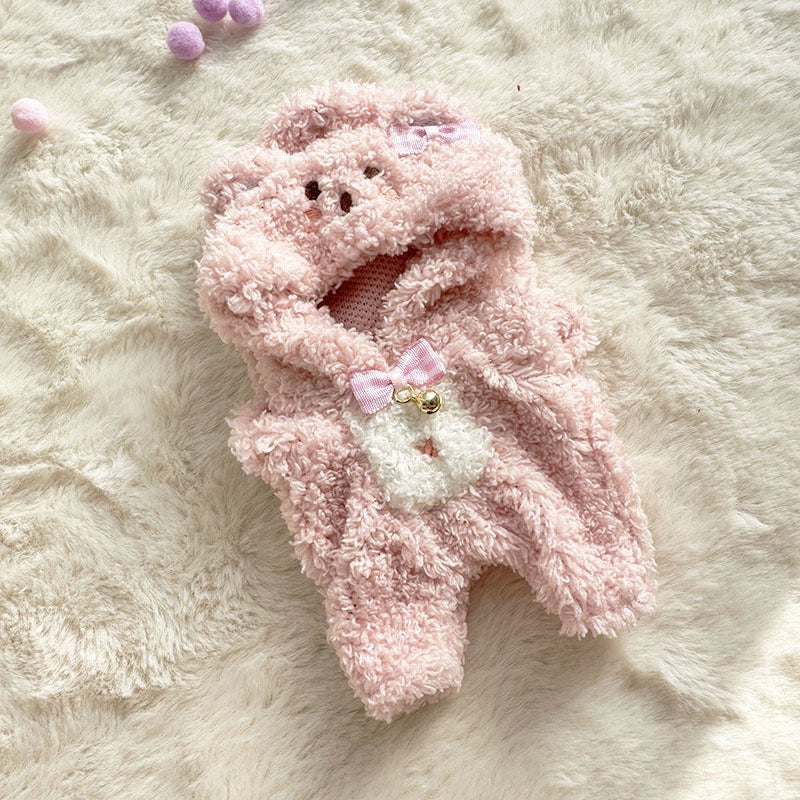 4inch bag charm cute custom clothes outfits - brown & pink bear - 021804/021805