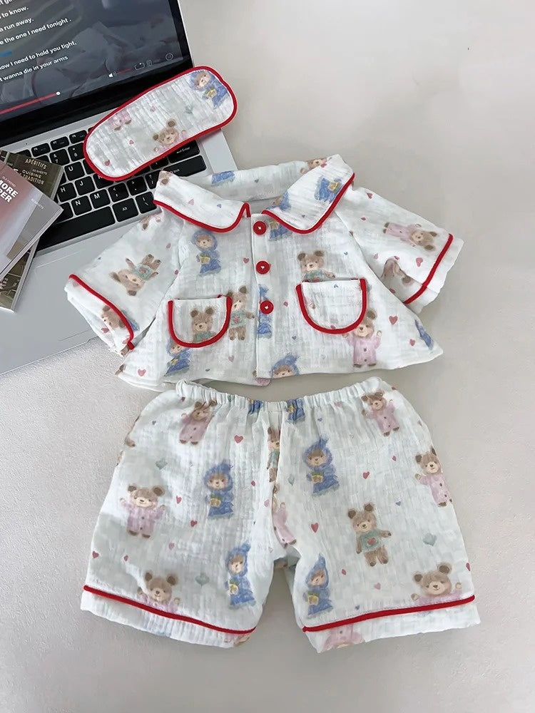 Bartholomew Bear Tiny/Junior clothes outfits - Heart Cream Bear Pajama