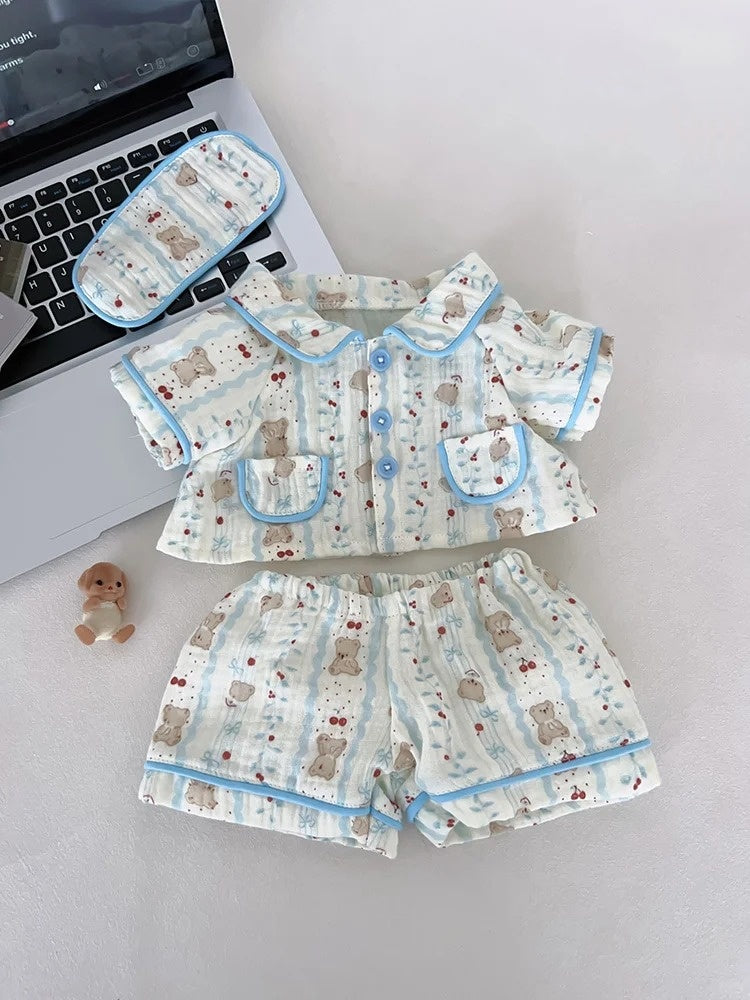 Bartholomew Bear Junior clothes outfits - Blue Trim Cherry Pajama