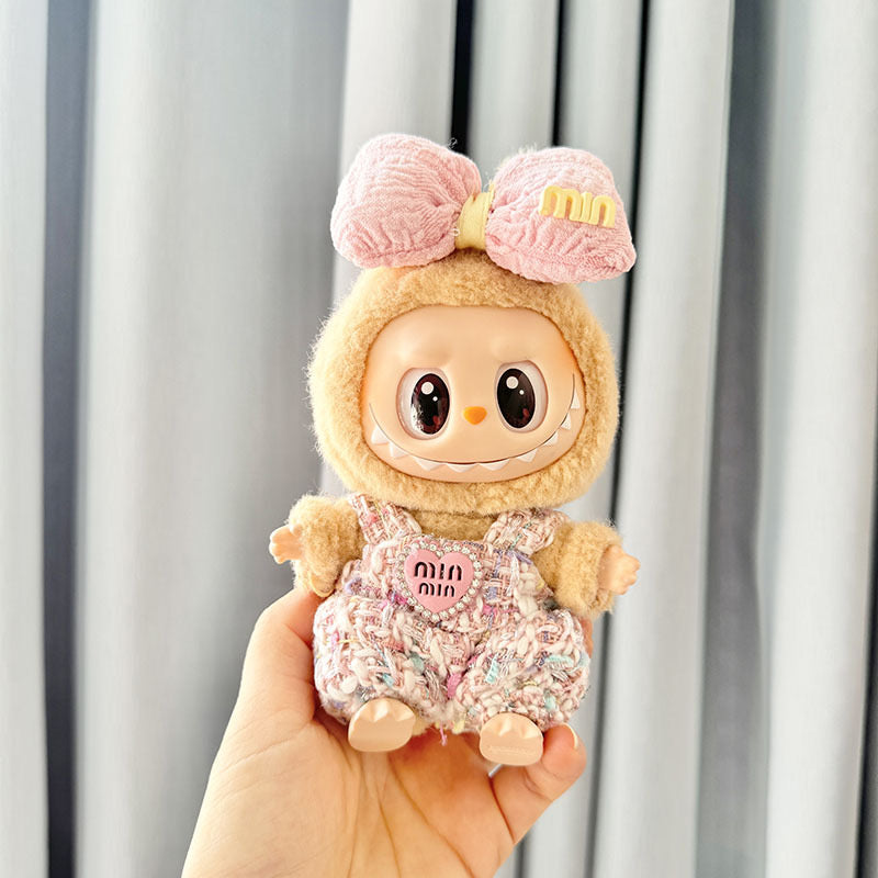 4inch bag charm cute custom clothes outfits - Pink logo dress with big bow - 0507