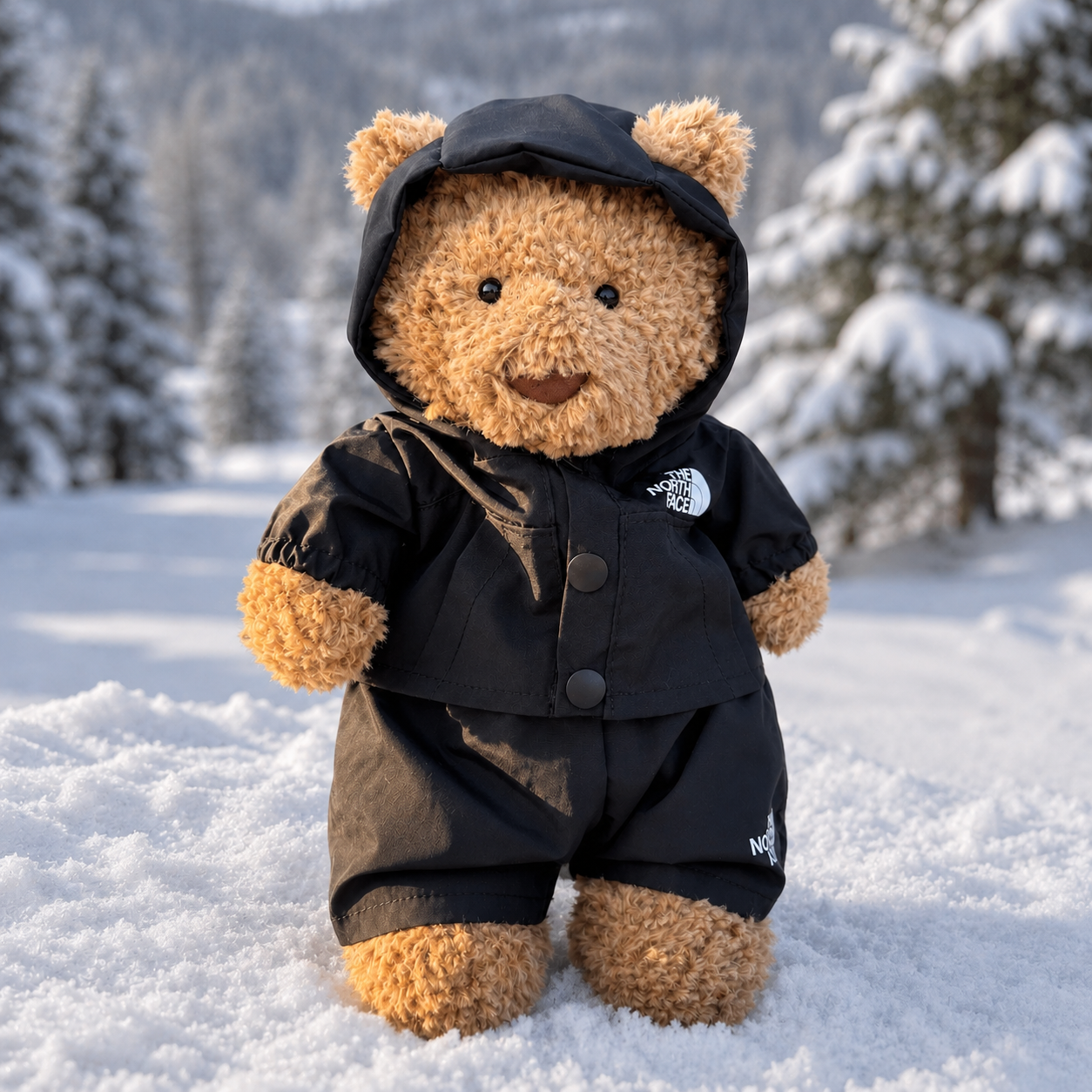 Bartholomew bear cute clothes outfits - Black Outdoor Winter