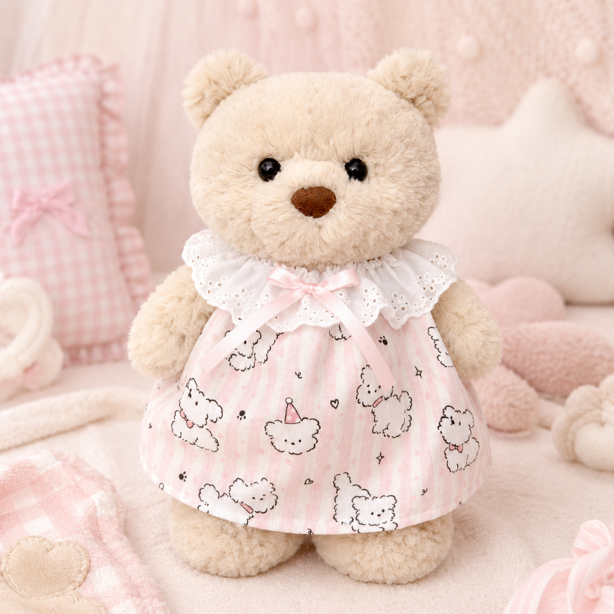 Bartholomew Bear Junior clothes outfits - Pink Puppy Dress