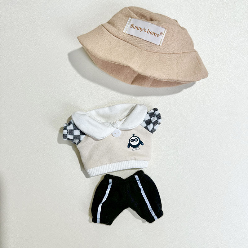 4inch bag charm cute custom clothes outfits - Brown hat & hoodie - 053153