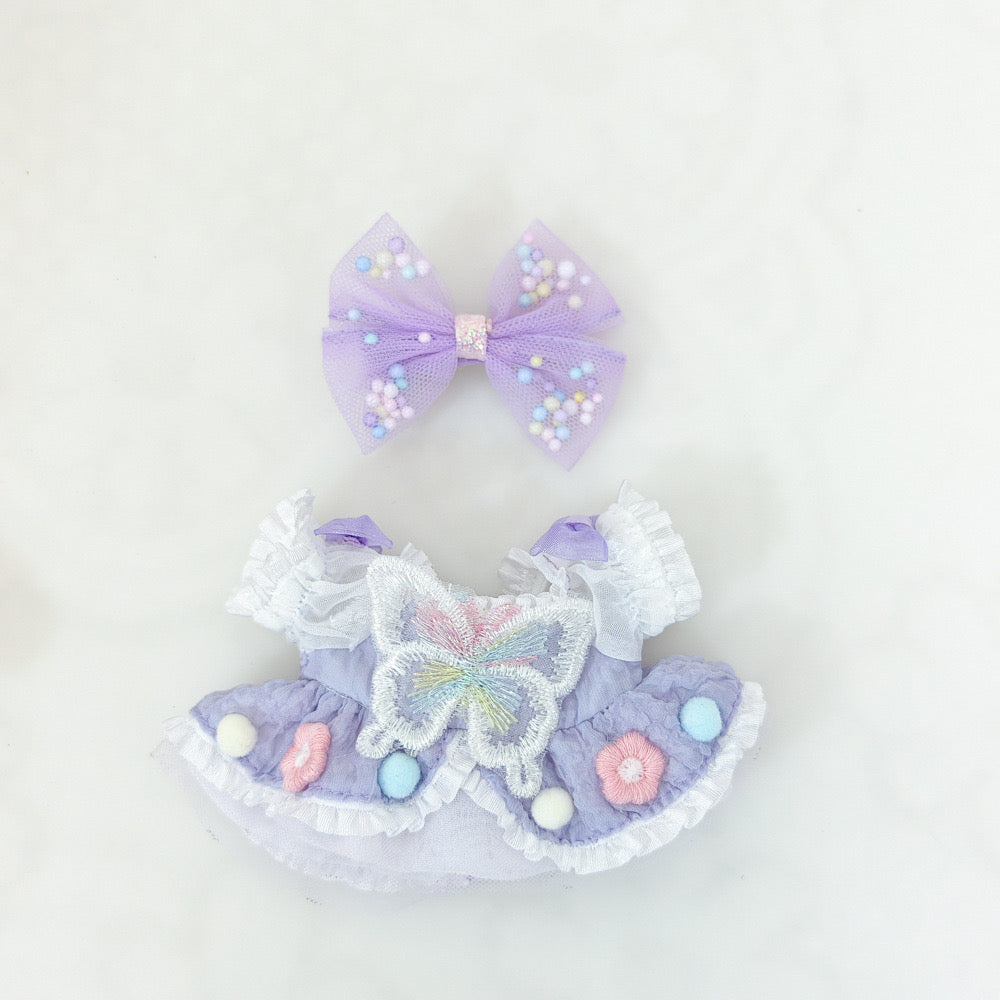 4inch bag charm cute custom clothes outfits - purple butterfly dress - 053156