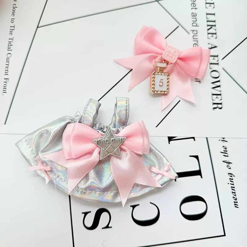 4inch bag charm cute custom clothes outfits - silver dress - 041804