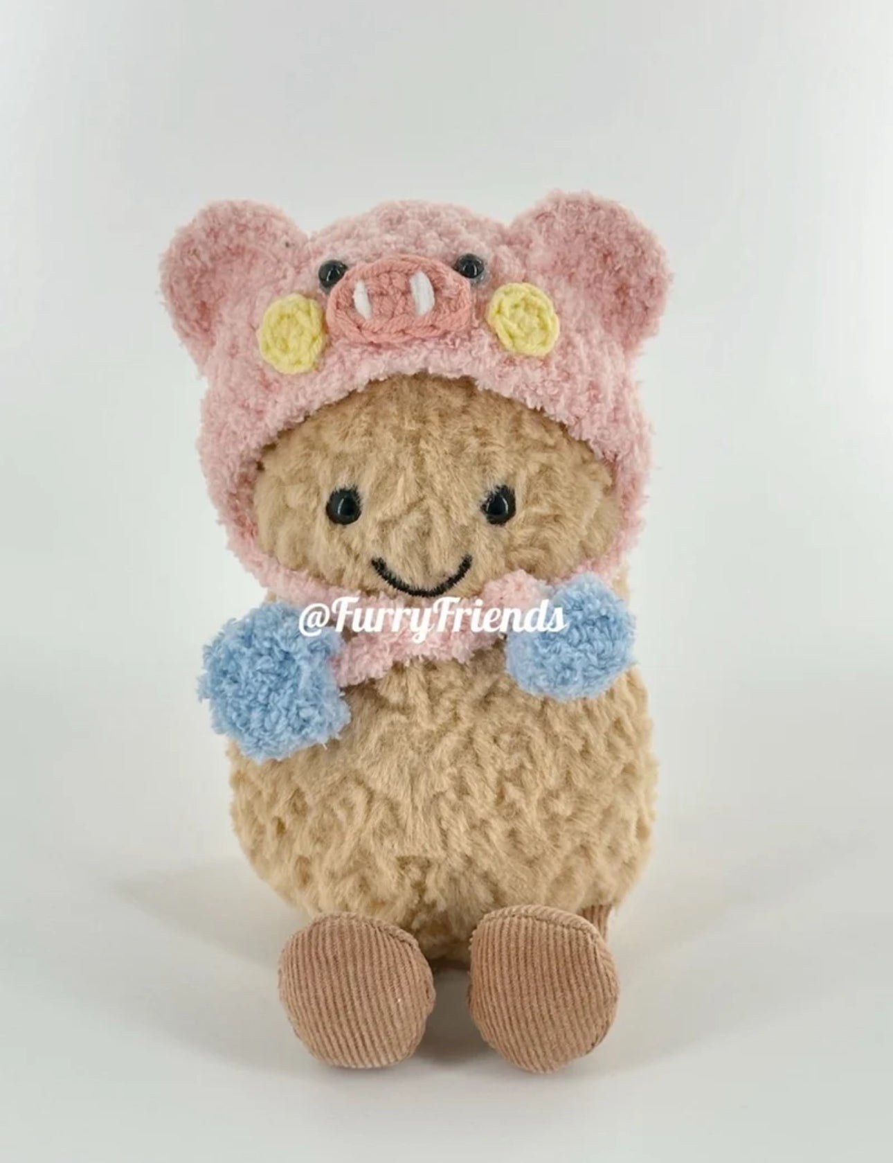 3inch jellycat amusable peanut/small peanut penguin hat - pink piggy blue - AP19