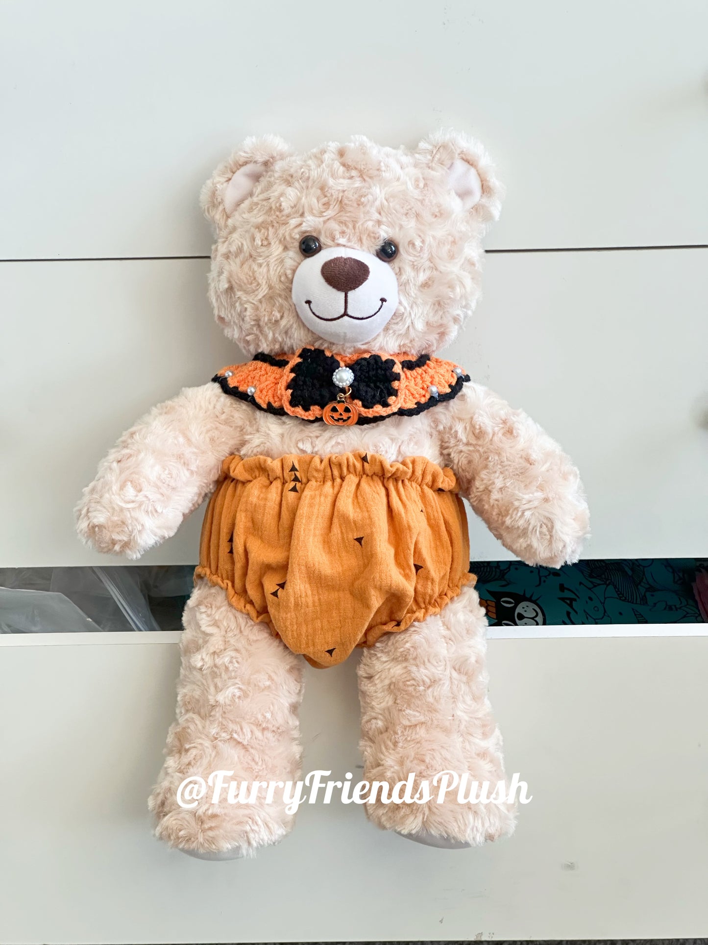 Build-A-Bear Standard plush clothing outfits - Halloween pumpkin pull-ups and bibs set