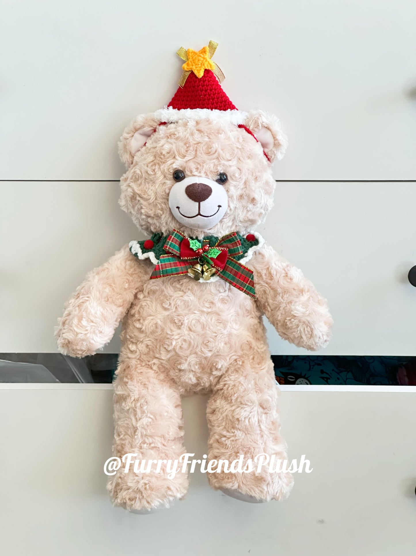 Build-A-Bear Standard plush clothing outfits - Christmas red crochet hat scarf set