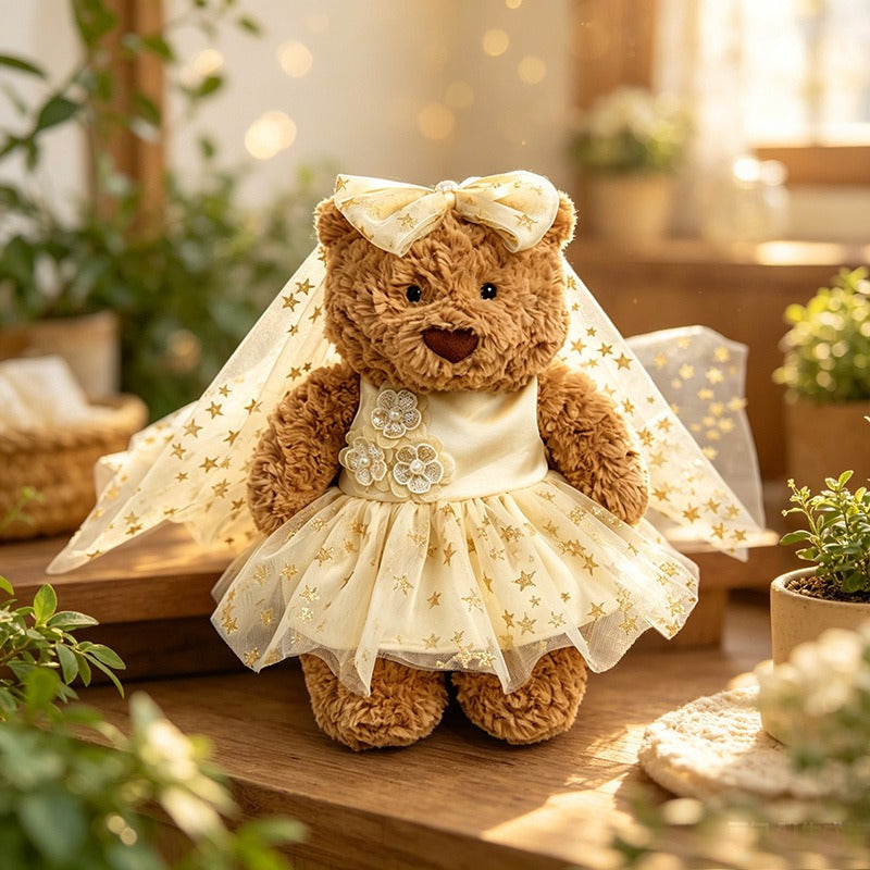 Medium Bartholomew bear clothes outfits - Butter Yellow Star Tulle Dress