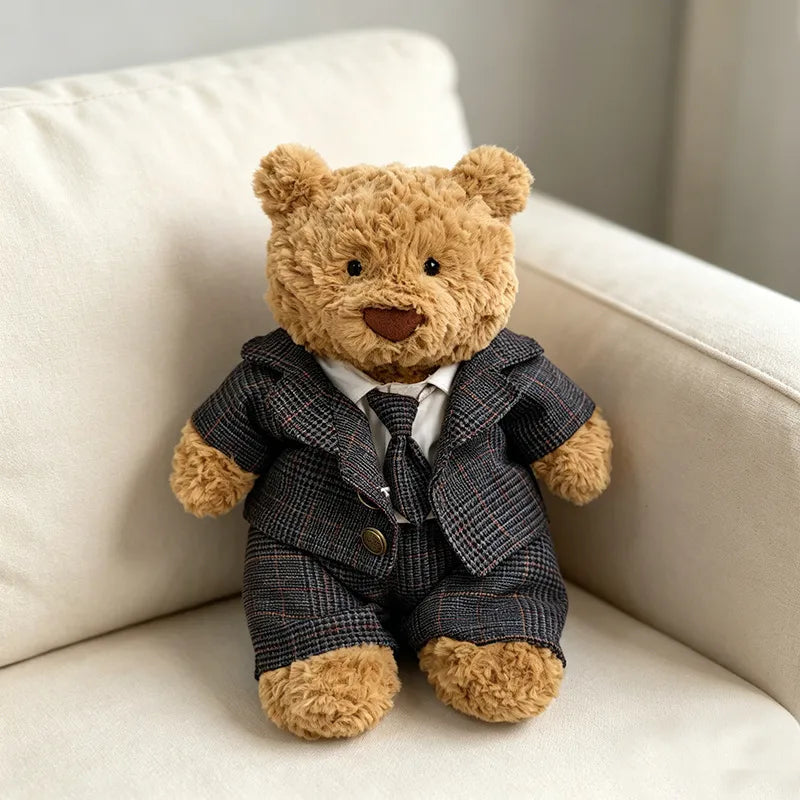 Gray Plaid Gentleman Formal Outfit for Bartholomew Bear Plush ā 10-Inch Outfit