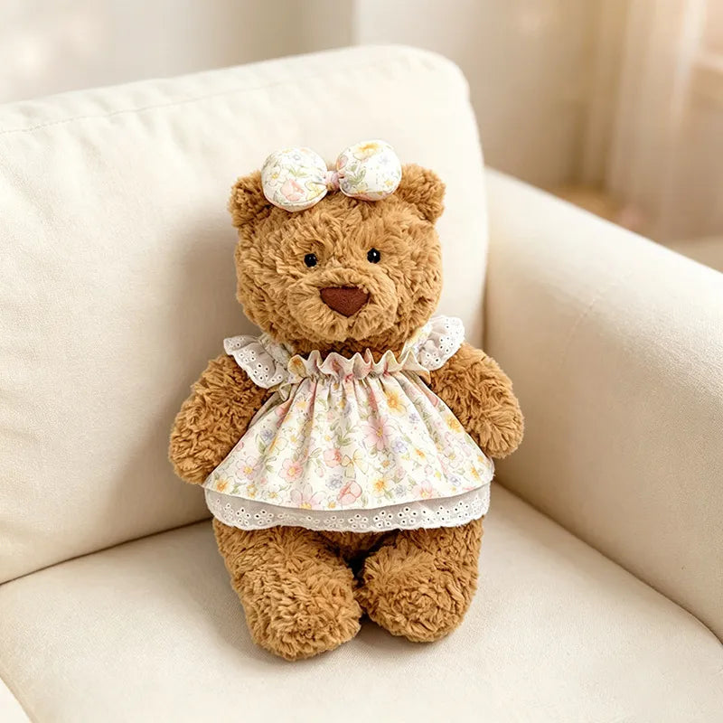 Cream Blossom Dress for Bartholomew Bear Plush ā 10-Inch Outfit