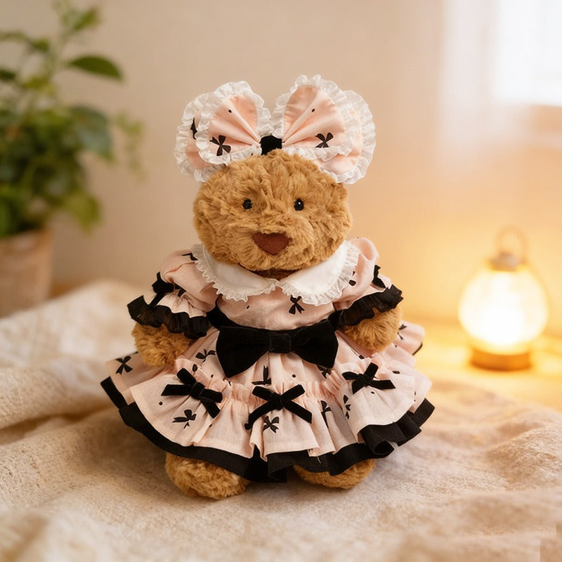 Medium Bartholomew bear clothes outfits - Black Velvet Bow Ballet Pink Dress